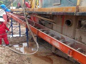 sludge conveying site for shaftless screw conveyor