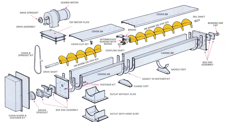 Worm screw conveyor structure