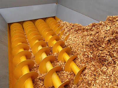 4-axis Screw Conveyor conveying wood chips