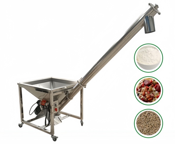 Mobile Inclined Screw Conveyor with Hopper (Custom Portable Auger)