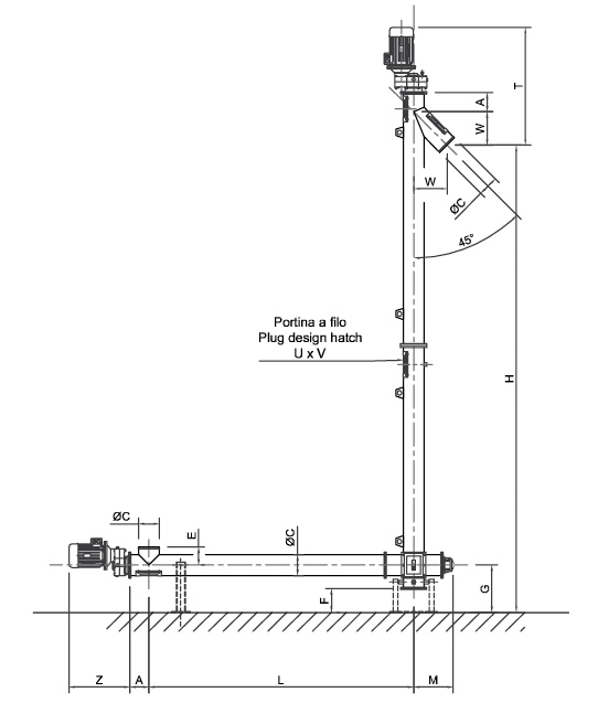vertical auger conveyor structure