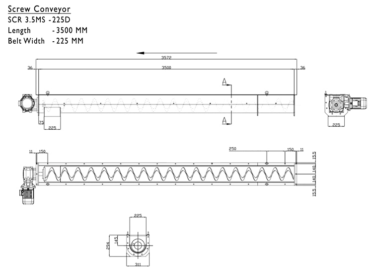 structure of tubular screw conveyor