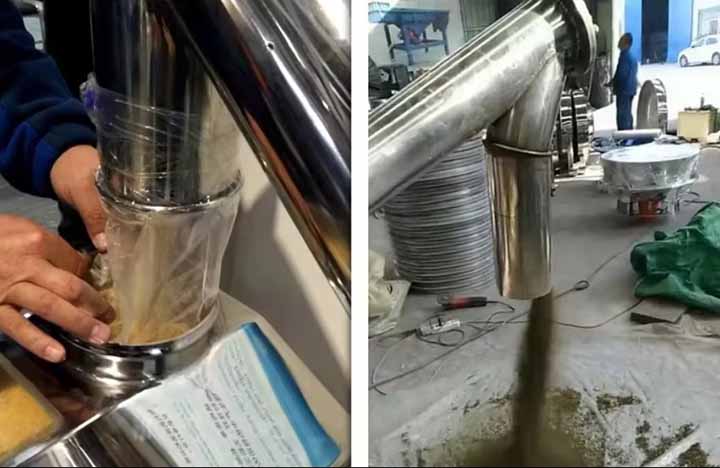 Sulphur powder feeding system connection with bulk bag unloader