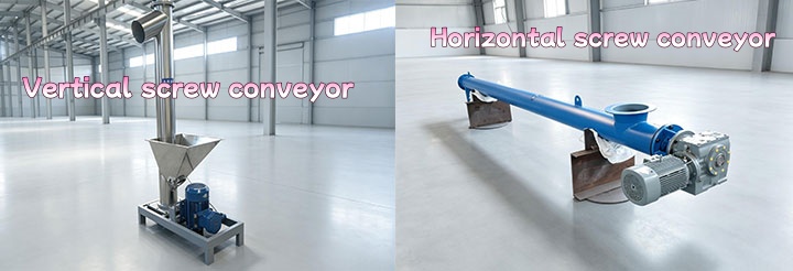 Horizontal screw conveyor and vertical screw conveyor