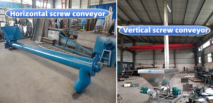 Images of horizontal and vertical screw conveyors